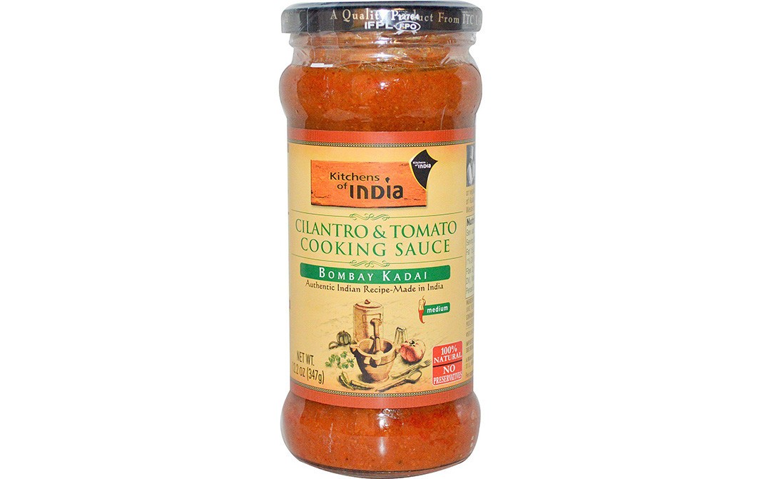 Kitchens Of India Cilantro & Tomato Cooking Sauce Bombay Kadai   Glass Jar  347 grams